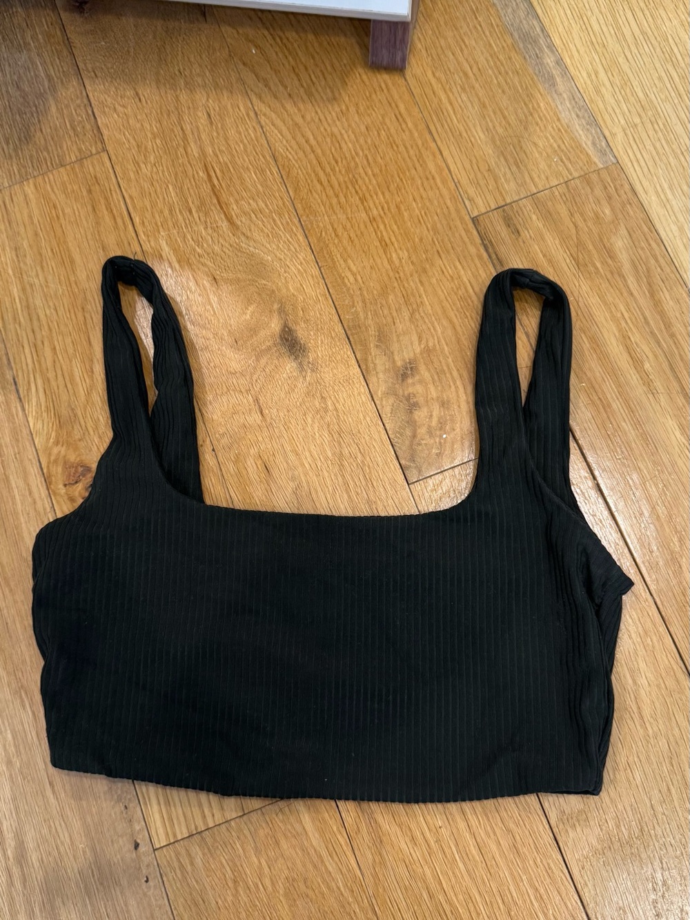 Kookai Ribbed Square Neck Black Crop Tank